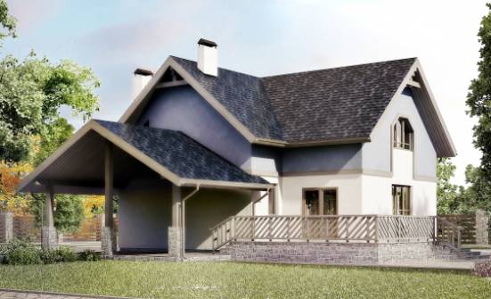 150-011-П Проект двухэтажного дома с мансардой и гаражом, небольшой домик из поризованных блоков Нальчик | Проекты домов от House Expert