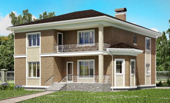 335-002-П Проект двухэтажного дома и гаражом, большой домик из кирпича Нальчик | Проекты домов от House Expert