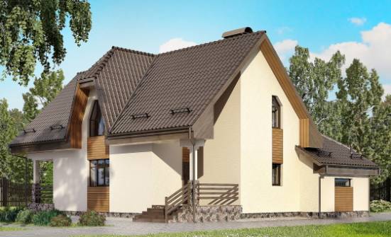 150-001-Л Проект двухэтажного дома с мансардой, гараж, доступный загородный дом из блока Нальчик | Проекты домов от House Expert