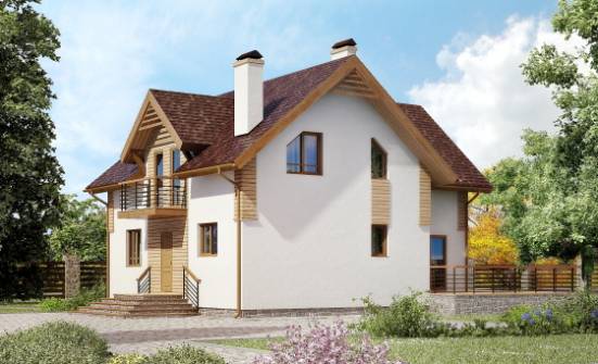 150-009-П  Проект двухэтажного дома мансардой, компактный загородный дом из твинблока Нальчик | Проекты домов от House Expert