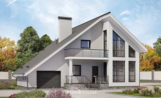 200-007-Л Проект двухэтажного дома мансардой и гаражом, красивый дом из арболита Нальчик | Проекты домов от House Expert