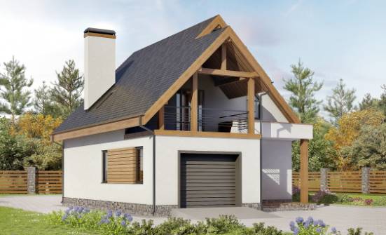 120-005-П Проект двухэтажного дома мансардный этаж и гаражом, доступный домик из бризолита Прохладный | Проекты домов от House Expert