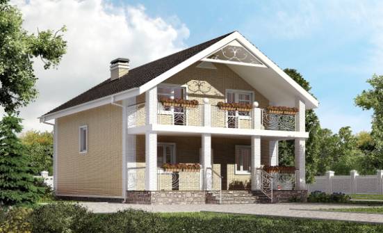 150-007-Л Проект двухэтажного дома мансардой, уютный загородный дом из блока Прохладный | Проекты домов от House Expert