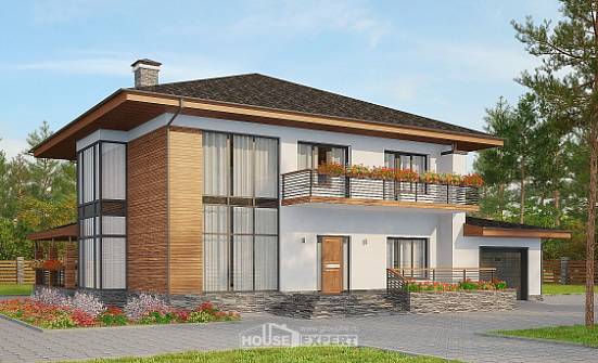 305-001-П Проект двухэтажного дома, гараж, классический дом из керамзитобетонных блоков Прохладный | Проекты домов от House Expert
