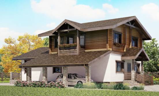 170-004-Л Проект двухэтажного дома с мансардой, гараж, бюджетный домик из пеноблока из дерева Прохладный | Проекты домов от House Expert