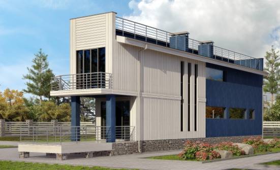100-003-П Проект двухэтажного дома, современный загородный дом из пеноблока Нальчик | Проекты домов от House Expert