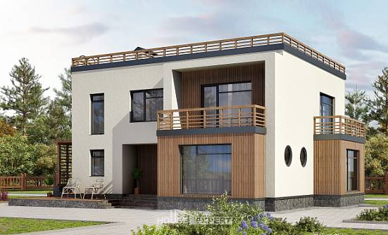 215-002-Л Проект двухэтажного дома, современный домик из бризолита Прохладный | Проекты домов от House Expert