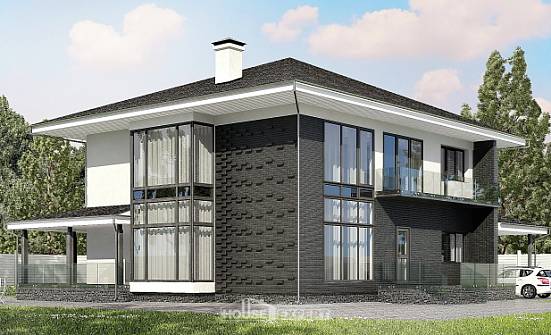 245-002-П Проект двухэтажного дома и гаражом, современный дом из керамзитобетонных блоков Нальчик | Проекты домов от House Expert