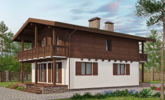 150-016-Л Проект двухэтажного дома с мансардой, небольшой коттедж из пеноблока Нальчик | Проекты домов от House Expert