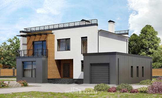 260-002-П Проект двухэтажного дома, гараж, огромный домик из газосиликатных блоков Нальчик | Проекты домов от House Expert