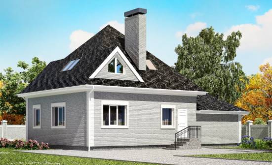 135-001-Л Проект двухэтажного дома мансардой, гараж, небольшой загородный дом из кирпича Прохладный | Проекты домов от House Expert