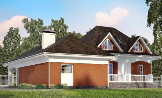 180-007-П Проект двухэтажного дома мансардой и гаражом, экономичный коттедж из блока Нальчик | Проекты домов от House Expert