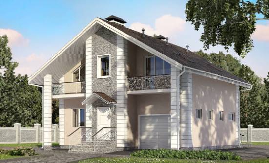 150-002-П Проект двухэтажного дома мансардный этаж и гаражом, доступный коттедж из газобетона Нальчик | Проекты домов от House Expert