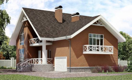 215-001-П Проект двухэтажного дома мансардой, гараж, классический домик из газобетона Прохладный | Проекты домов от House Expert