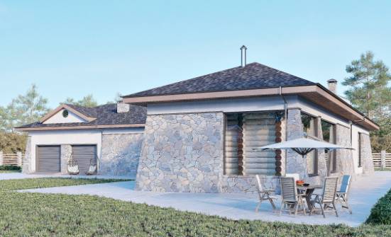 280-004-Л Проект одноэтажного дома и гаражом, огромный загородный дом из пеноблока Прохладный | Проекты домов от House Expert