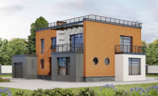 260-002-Л Проект двухэтажного дома и гаражом, красивый загородный дом из блока Нальчик | Проекты домов от House Expert