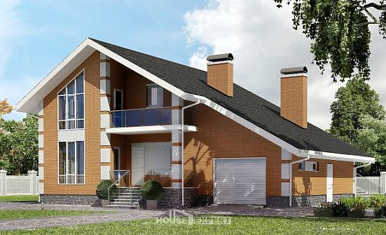 190-006-П Проект двухэтажного дома с мансардным этажом, гараж, классический загородный дом из керамзитобетонных блоков Нальчик | Проекты домов от House Expert