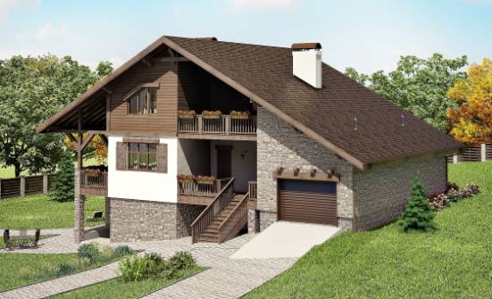 300-003-П Проект трехэтажного дома мансардой, гараж, уютный загородный дом из кирпича Нальчик | Проекты домов от House Expert