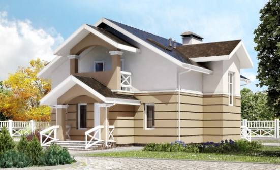 155-009-П Проект двухэтажного дома с мансардой, классический коттедж из блока Нальчик | Проекты домов от House Expert