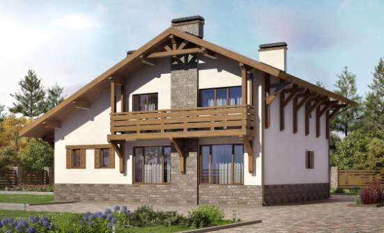 190-007-П Проект двухэтажного дома с мансардой и гаражом, красивый загородный дом из кирпича Нальчик | Проекты домов от House Expert