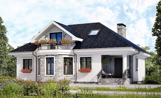 150-008-П Проект двухэтажного дома с мансардой, современный домик из газосиликатных блоков Прохладный | Проекты домов от House Expert