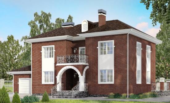 180-006-Л Проект двухэтажного дома, гараж, классический загородный дом из кирпича Прохладный | Проекты домов от House Expert