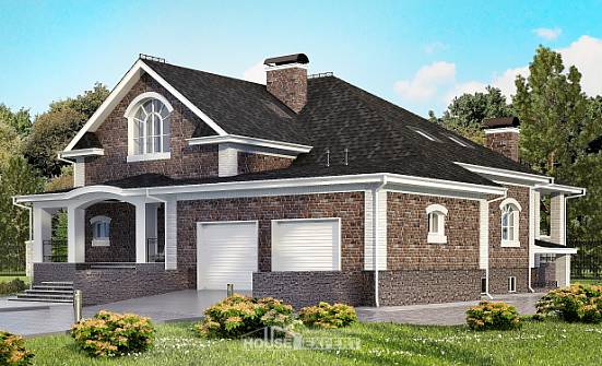 490-001-П Проект трехэтажного дома с мансардой, гараж, уютный дом из кирпича Нальчик | Проекты домов от House Expert