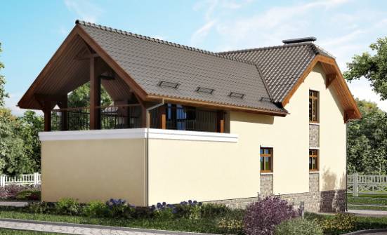 255-003-П Проект трехэтажного дома мансардой и гаражом, красивый дом из керамзитобетонных блоков Нальчик | Проекты домов от House Expert