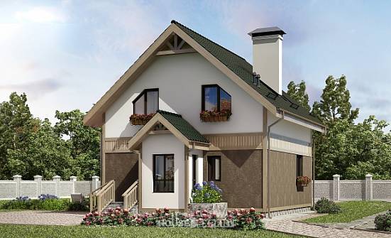 105-001-Л Проект двухэтажного дома с мансардой, уютный дом из арболита Прохладный | Проекты домов от House Expert