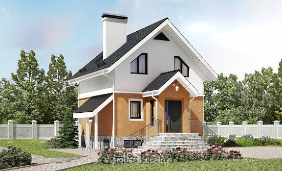 100-005-Л Проект трехэтажного дома с мансардой, доступный коттедж из блока Прохладный | Проекты домов от House Expert
