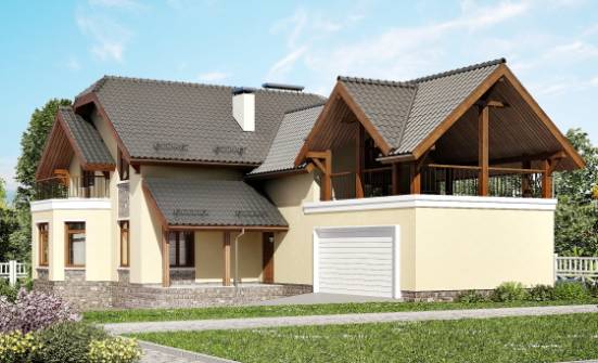 255-003-П Проект трехэтажного дома мансардой и гаражом, красивый дом из керамзитобетонных блоков Нальчик | Проекты домов от House Expert