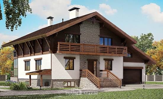 420-001-П Проект трехэтажного дома с мансардным этажом и гаражом, красивый домик из кирпича Прохладный | Проекты домов от House Expert