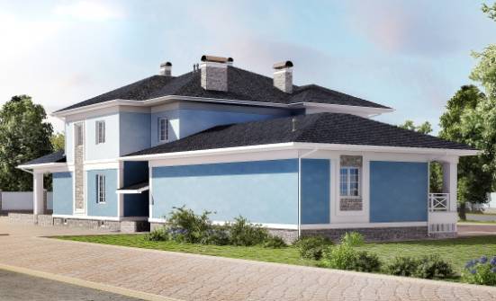 620-001-П Проект трехэтажного дома и гаражом, большой коттедж из теплоблока Прохладный | Проекты домов от House Expert