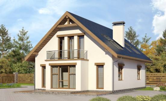 155-012-П Проект двухэтажного дома с мансардой, уютный дом из теплоблока Прохладный | Проекты домов от House Expert