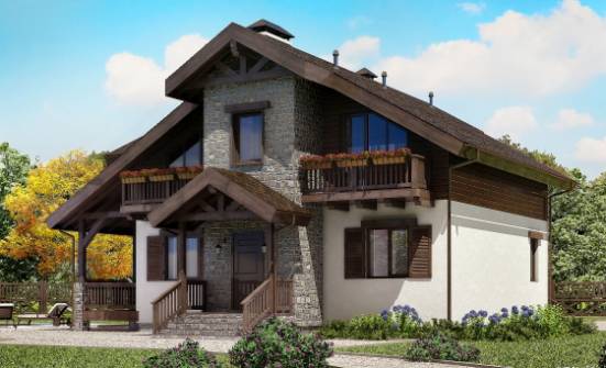 150-004-Л Проект двухэтажного дома с мансардой, небольшой домик из блока Нальчик | Проекты домов от House Expert