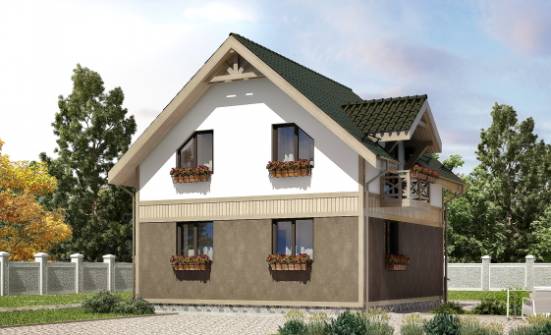 105-001-Л Проект двухэтажного дома с мансардой, уютный дом из арболита Прохладный | Проекты домов от House Expert