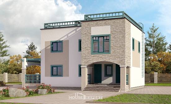 150-010-П Проект двухэтажного дома, компактный загородный дом из кирпича Прохладный | Проекты домов от House Expert