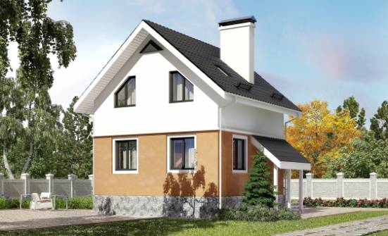 100-005-Л Проект трехэтажного дома с мансардой, доступный коттедж из блока Прохладный | Проекты домов от House Expert