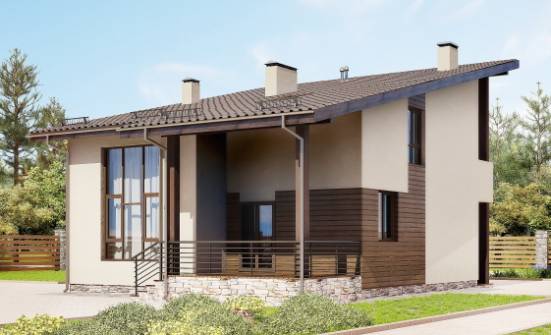 140-005-Л Проект двухэтажного дома с мансардой, недорогой загородный дом из блока Нальчик | Проекты домов от House Expert