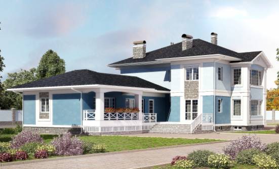 620-001-П Проект трехэтажного дома и гаражом, большой коттедж из теплоблока Прохладный | Проекты домов от House Expert
