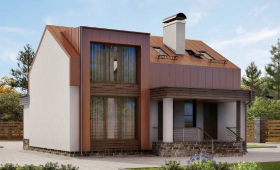 120-004-Л Проект двухэтажного дома с мансардным этажом, недорогой дом из газобетона Нальчик | Проекты домов от House Expert