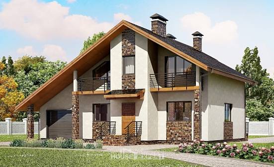 180-008-Л Проект двухэтажного дома с мансардой, гараж, просторный коттедж из керамзитобетонных блоков Нальчик | Проекты домов от House Expert
