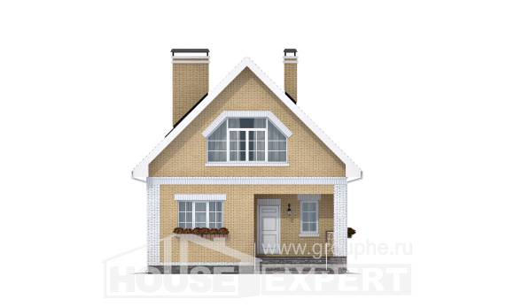 130-004-П Проект двухэтажного дома мансардой, уютный коттедж из твинблока Нальчик, House Expert