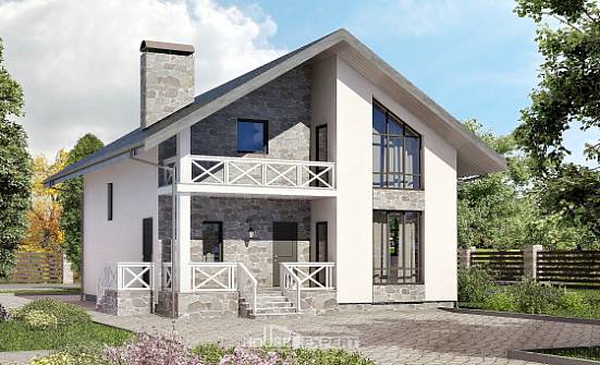 155-001-Л Проект двухэтажного дома с мансардным этажом и гаражом, доступный дом из теплоблока Прохладный | Проекты домов от House Expert