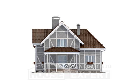 160-003-Л Проект двухэтажного дома мансардой, простой коттедж из пеноблока Прохладный, House Expert
