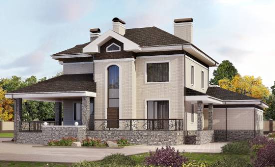 365-001-Л Проект трехэтажного дома и гаражом, современный дом из кирпича Нальчик | Проекты домов от House Expert