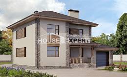 185-004-П Проект двухэтажного дома, гараж, средний коттедж из керамзитобетонных блоков Прохладный, House Expert