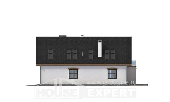 185-005-П Проект двухэтажного дома с мансардным этажом и гаражом, простой загородный дом из газосиликатных блоков Прохладный, House Expert
