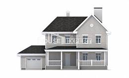 190-001-Л Проект двухэтажного дома и гаражом, просторный домик из кирпича Нальчик, House Expert