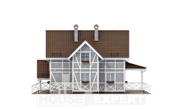 160-003-Л Проект двухэтажного дома с мансардным этажом, небольшой домик из блока Прохладный, House Expert